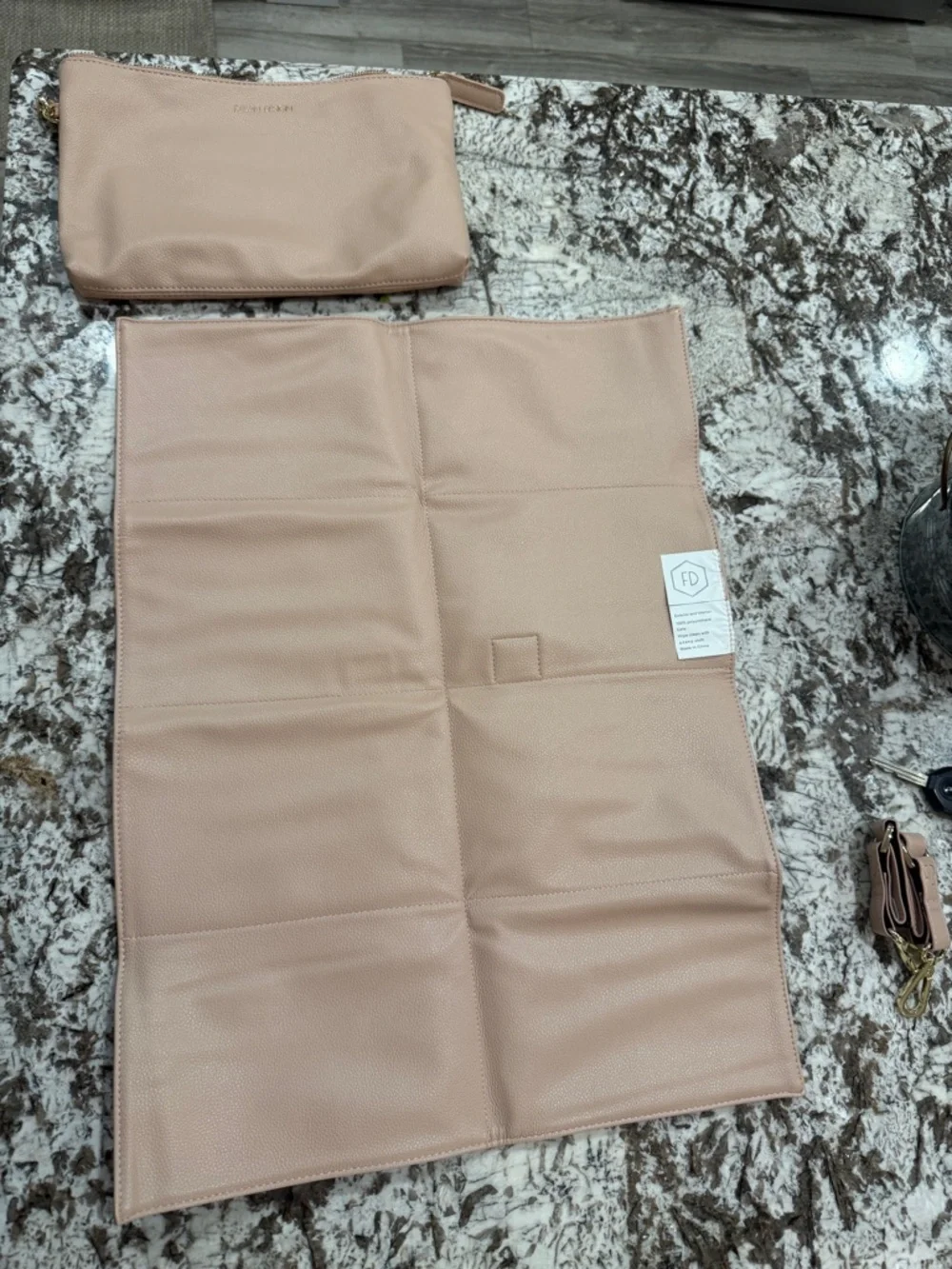 Fawn Design Blush Leather Wristlet Changing Mat